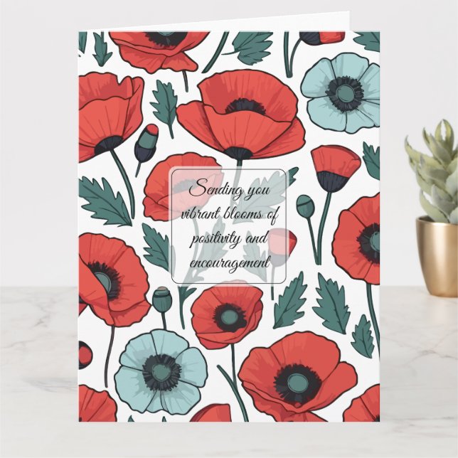 Cartão Padrão de Ilustração das Flores de Papoila Vibrant (Planta pequena)