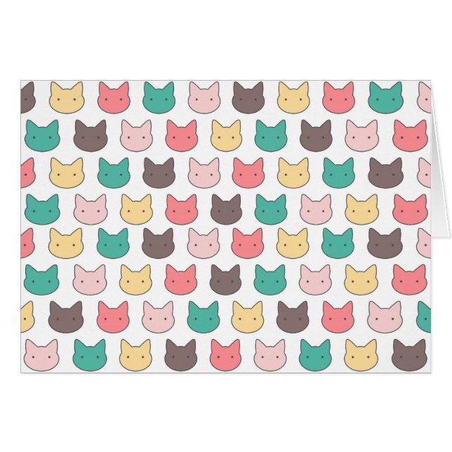 Cartão Padrão de ilustração de cabeças de gatinhos adoráv (Frente Horizontal)