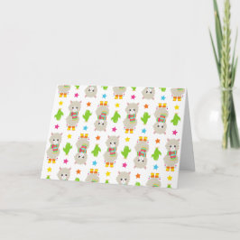 Cartão Padrão De Lhamas, Lhamas Cutas, Alpacas, Cactus