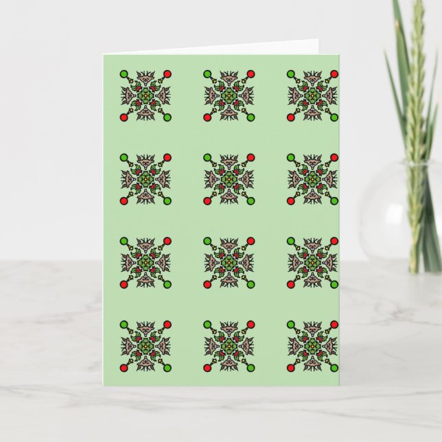 Cartão Padrão de Mandala de Natal (Frente)