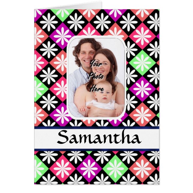 Cartão Padrão de margarida de árgyle (Frente)