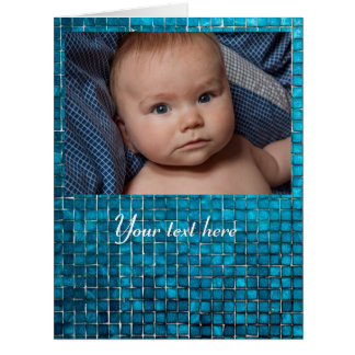 Cartão Padrão de mosaico azul com foto