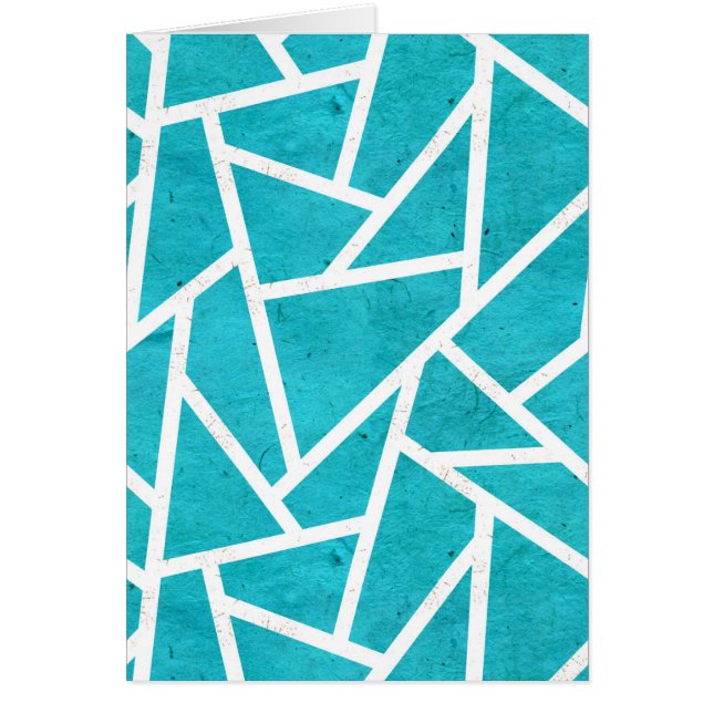 Cartão Padrão de mosaico azul-esverdeado e branco (Frente)