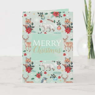 Cartão Padrão de Natal dos Animais Florestais de inverno