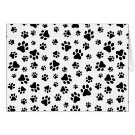 Cartão Padrão De Patas, Patas Cachorros, Preto e Branco