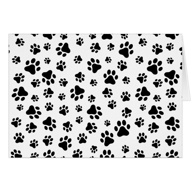 Cartão Padrão De Patas, Patas Cachorros, Preto e Branco (Frente Horizontal)