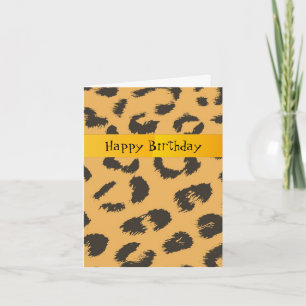 Cartão Padrão de Pelo de Leopardo de Aniversário