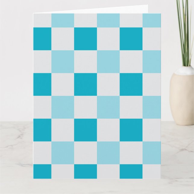Cartão Padrão De Quadro De Verificação Branco E Azul (Frente)