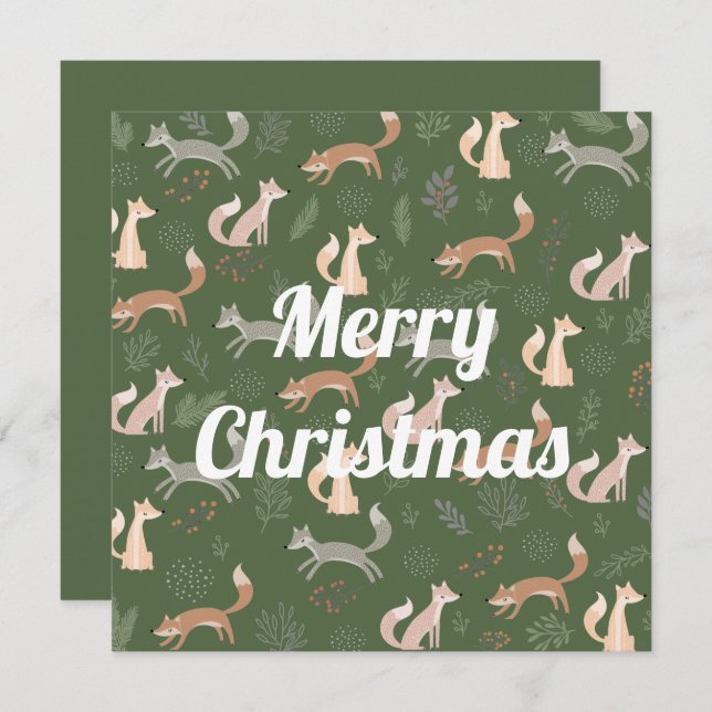 Cartão Padrão de ramagens e folhas de inverno de raposa c (Frente/Verso)