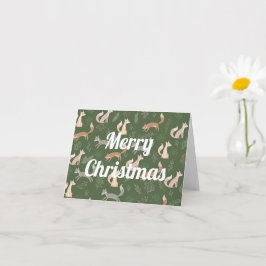 Cartão Padrão de ramagens e folhas de inverno de raposa c