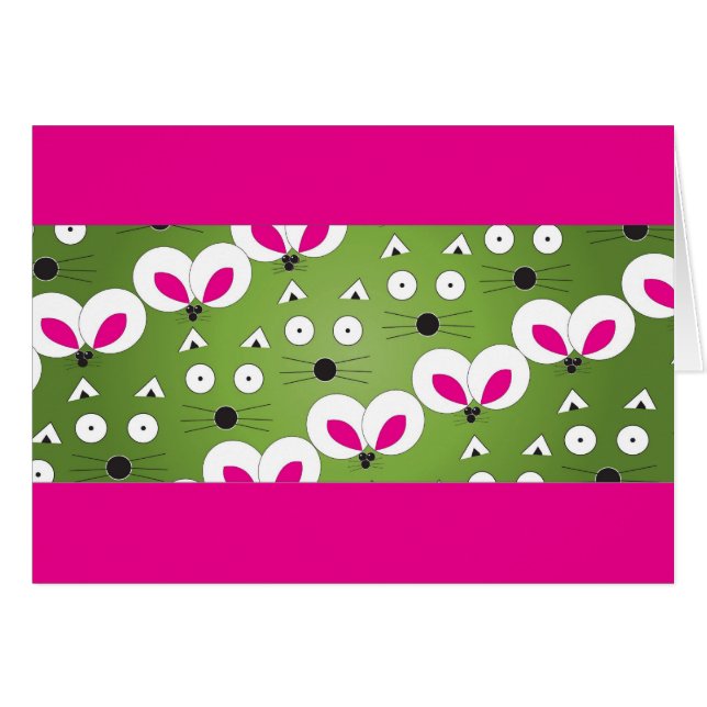 Cartão Padrão de Rato de Gato Verde (Frente Horizontal)