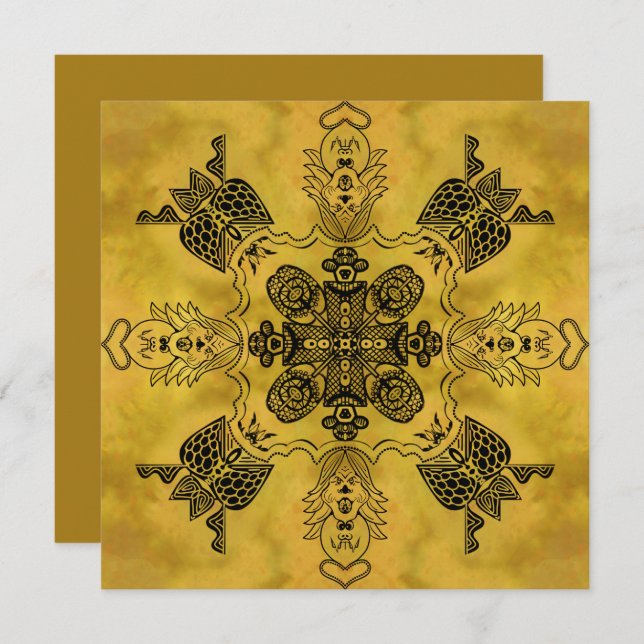 Cartão Padrão de Repetição de Desenho de Linha Tribal do  (Frente/Verso)