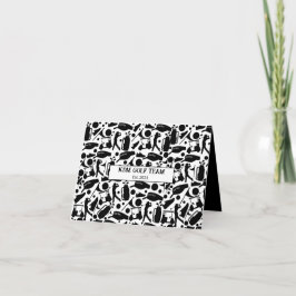 Cartão Padrão de Silhueta de Golfe preto e branco clássic