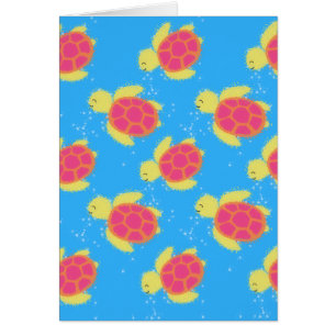 Cartão Padrão de Tartaruga do Mar de Cartoon