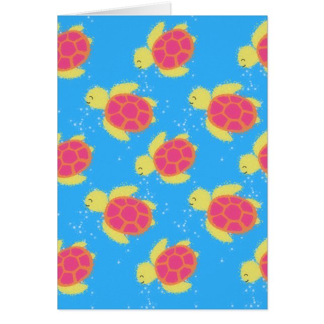Cartão Padrão de Tartaruga do Mar de Cartoon (Frente)