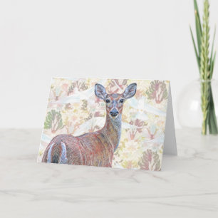 Cartão Padrão de veado e pomba na placa 1 da nota de arte