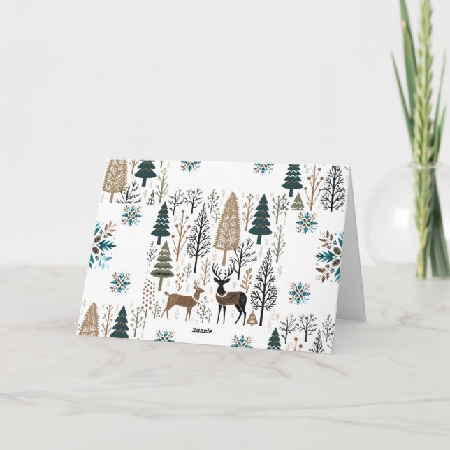 Cartão Padrão de Veado Simples Personalizado de Natal Nór (Verso)