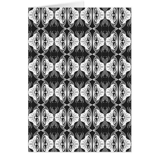 Cartão Padrão de wallpaper Art Deco - preto e branco (Frente)