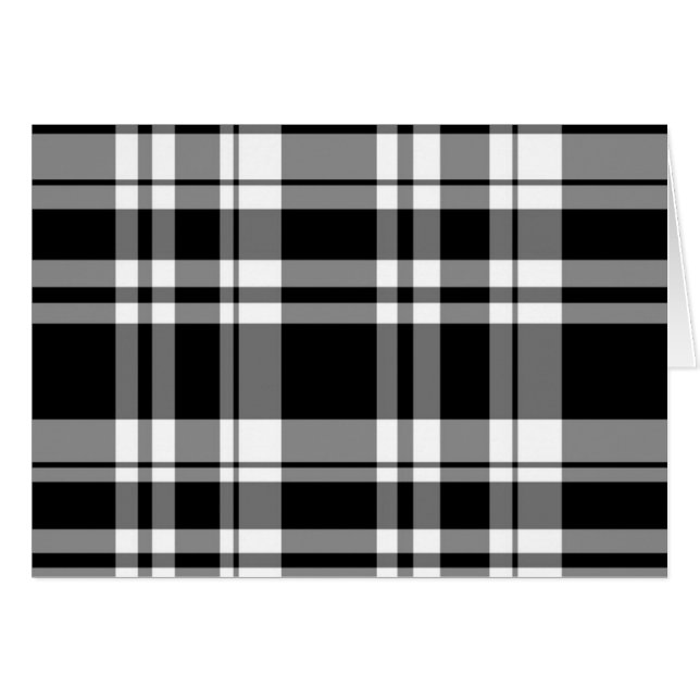 Cartão padrão de xadrez branca preto elegante (Frente Horizontal)