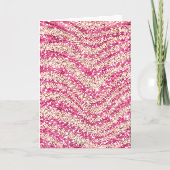 Cartão Padrão de Zebra com Brilho Rosa Menina             (Frente)