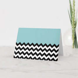 Cartão Padrão de ziguezague preto e branco, Chevron, azul