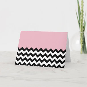 Cartão Padrão de ziguezague preto e branco, Chevron, rosa