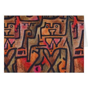 Cartão Padrão do Expressionista Vermelho Klee Abstrato