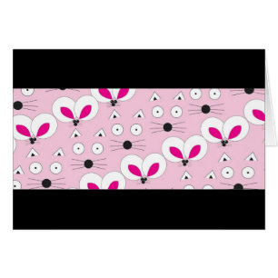 Cartão Padrão do rato de gato rosa