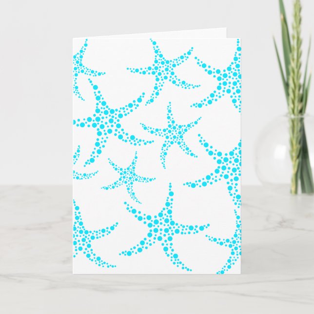 Cartão Padrão Dotty Starfish em Turquesa e Branco. (Frente)