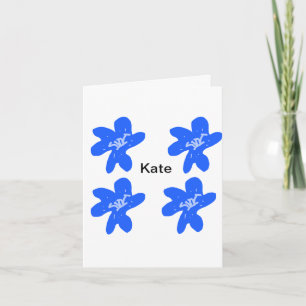 Cartão padrão floral azul aquarela adicionar nome texto