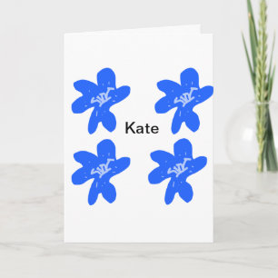 Cartão Padrão floral azul aquarela adicionar texto nome