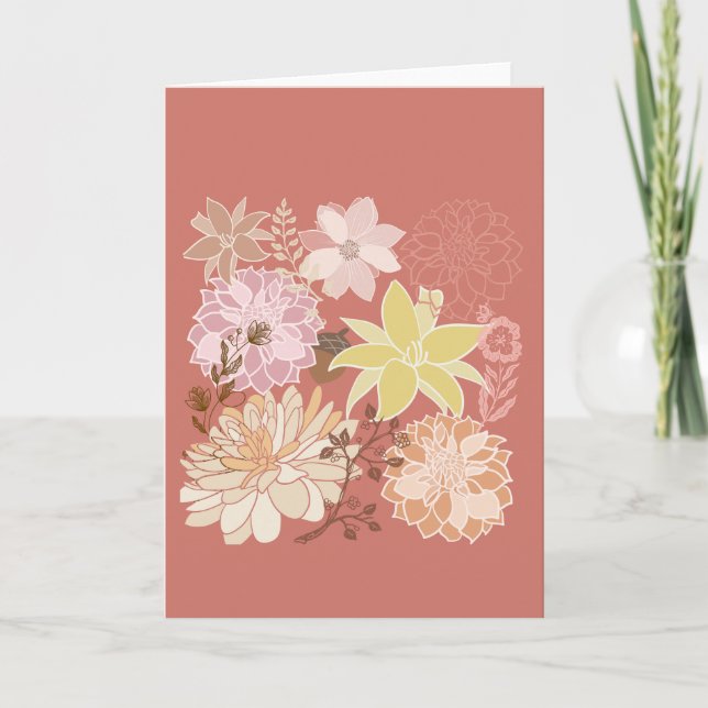 Cartão Padrão Floral Boho Rústico (Frente)