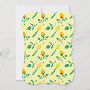 Cartão Padrão floral com rosa amarela e flores tulipas