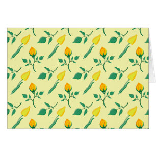 Cartão Padrão floral com rosa amarela e flores tulipas