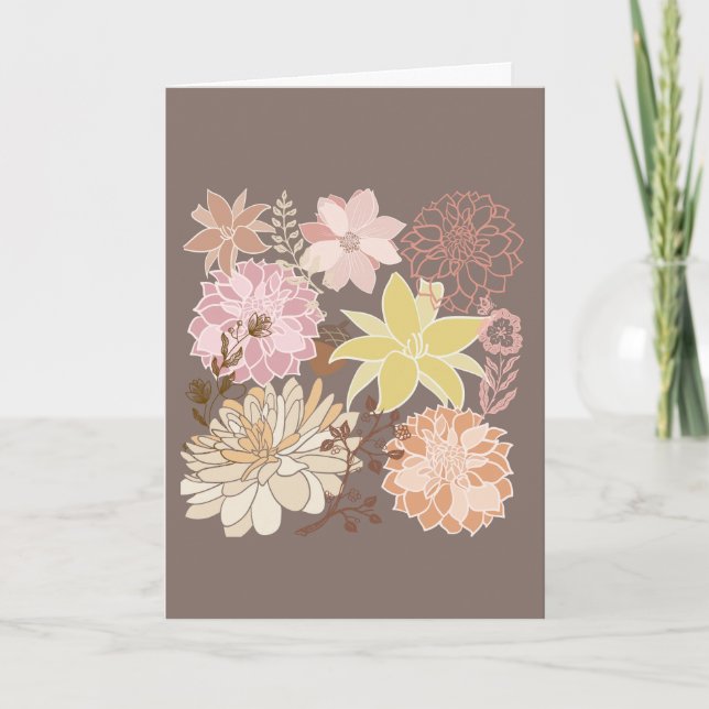 Cartão Padrão Floral de Asfalto Boho Rústico (Frente)