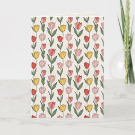 Cartão Padrão Floral de Tulipa Moderna Botânica Suave Pri