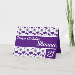 Cartão Padrão Floral design Purple Birthday