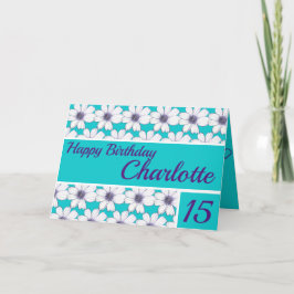 Cartão Padrão floral design Teal Birthday