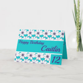 Cartão Padrão floral design Teal Birthday