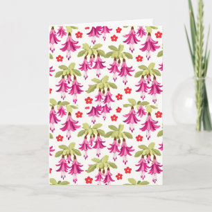Cartão Padrão Floral Fuchsia Rosa – Botânica Retro