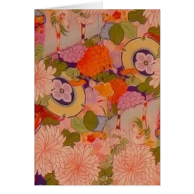 Cartão Padrão Floral Rosa de Flor Kimono (Frente)