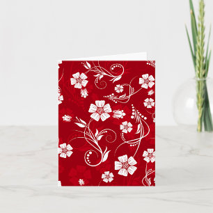 Cartão Padrão Floral Vermelho e Branco