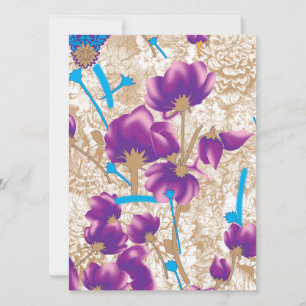 Cartão Padrão floral vibrante com púrpura e azul f