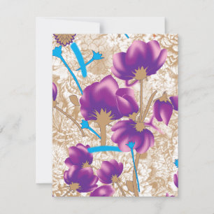 Cartão Padrão floral vibrante com púrpura e azul f