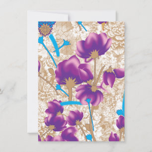 Cartão Padrão floral vibrante com púrpura e azul f