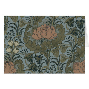 Cartão Padrão Floral Vitoriano Antigo Terracota Sage
