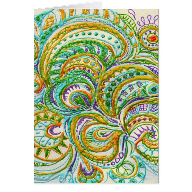 Cartão Padrão Folk Art Fantasy (Frente)