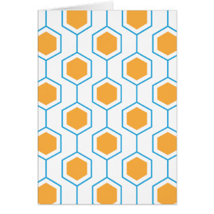 Cartão Padrão geométrico abstrato de hexágono em azul lar