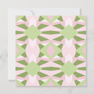 Cartão Padrão Geométrico Abstrato em Verde e Rosa Pastel