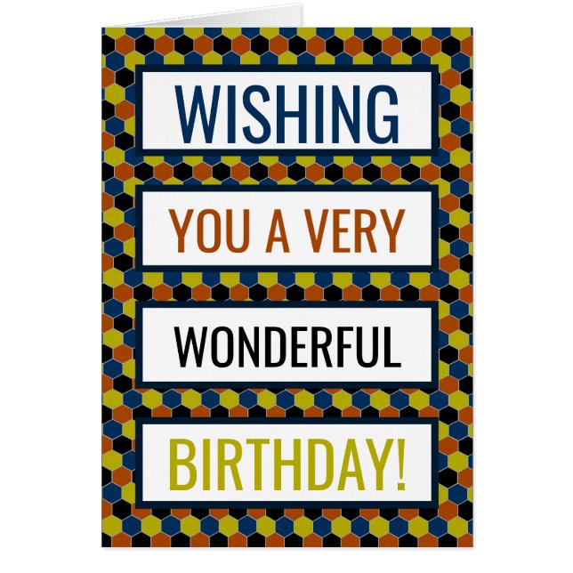 Cartão Padrão Geométrico Brilhante, Aniversário (Frente)